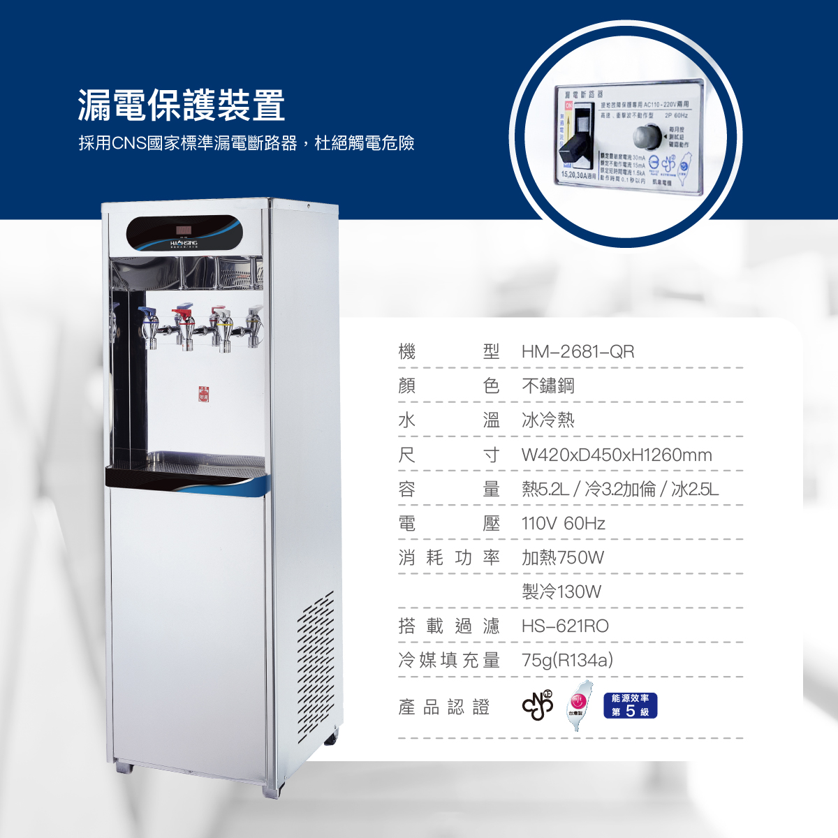 HM-2681 商用冰冷熱飲水機 原廠商品介紹第 4 張
